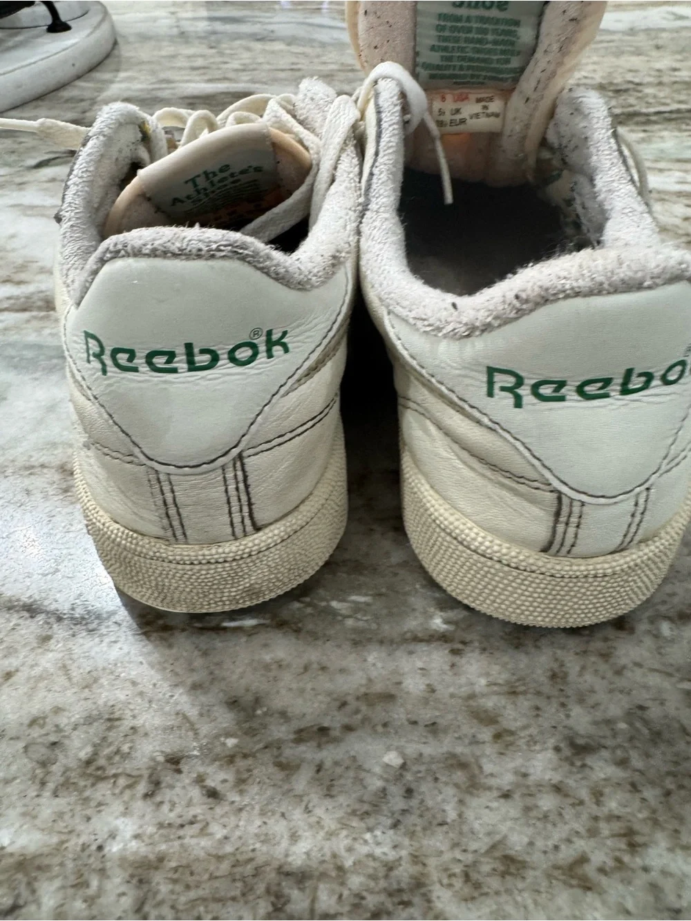 Reebok Men's White Leather with Green & Red Logo Classic C85
